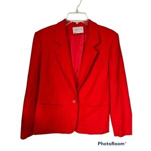 Pendleton Womens Red Wool Blazer Jacket 12 Petite Single Button Front Vintage